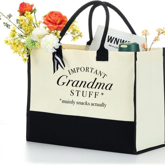 Brand New Grandma Large Waterproof Canvas Tote Bag - Picture 2 of 7